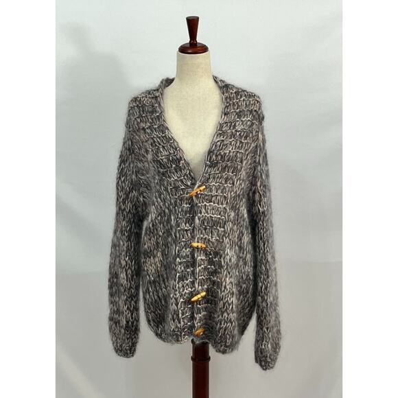 MAIAMI Basic Sz M/L Mohair Blend Toggle Cardigan Sweater Handmade - Picture 1 of 10